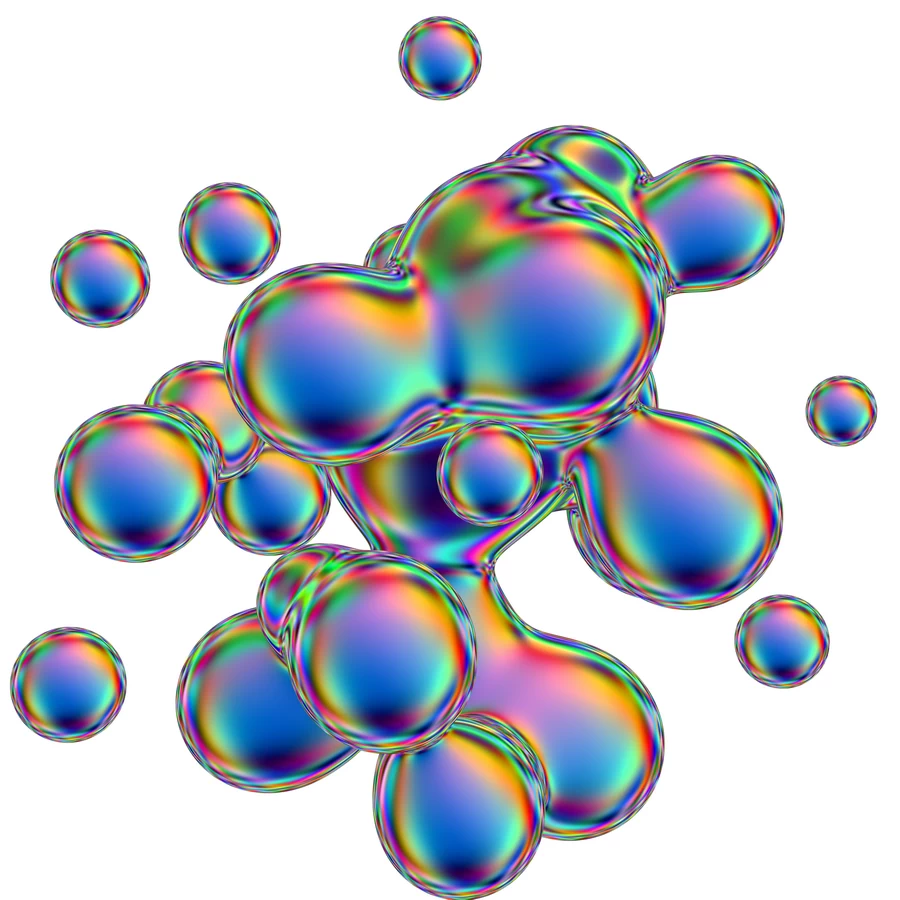 潮流酸性全息金属镭射机能彩虹3D立体几何图形png免抠图片素材【068】